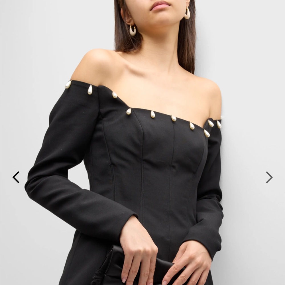 Lela Rose Off Shoulder Bustier w/Pearl Detail